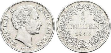 1/2 Gulden 1850 Bayern Maximilian Ii Joseph 1848-1864, Verzenden