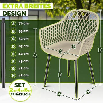 tillvex® Tuinstoelen, set van 6, weerbestendig, met armleuni, Tuin en Terras, Verzenden, Zo goed als nieuw