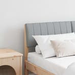vidaXL Gestoffeerd hoofdbord Lichtgrijs 140 cm Massief, Huis en Inrichting, Slaapkamer | Bedden, Verzenden, Nieuw, Bruin, Hout