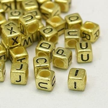 Letterkraal acryl– kubus – ca. 6 mm – gat Ø 3,5 mm, Ophalen of Verzenden, Nieuw, Kraal
