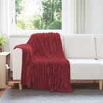 vidaXL Gooi Deken Bordeaux Rood 150 x 130 cm Fleece, Verzenden, Nieuw, Rood
