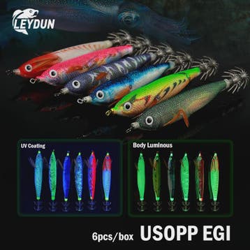 Leydun EGI Vis Lures Set - 6 Stuks 110mm - Luminous & UV Coa, Dieren en Toebehoren, Verzenden, Nieuw