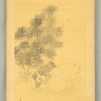 Rising Sun Pine Tree and Three Dogs with Box - Shiokawa, Antiek en Kunst
