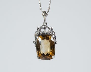 - 800 zilver - 12,50 ct natuurlijke citrien - Oostenrijk -