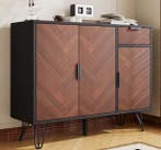 Opbergkast Zwart/Hout – 90 cm met Verstelbare Planken, Huis en Inrichting, Keuken | Keukenelementen, Verzenden, Nieuw