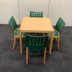 Complete set tafel + 4 stuks stoelen, beuken - groen, Ophalen of Verzenden, Gebruikt, Bureau