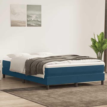 vidaXL Boxspring zonder matras fluweel donkerblauw 140x220, Verzenden, Nieuw, Blauw, Stof