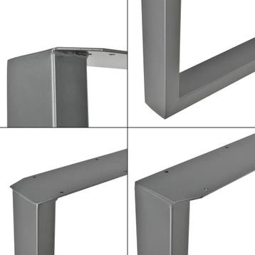 Stalen onderstel set van 2 U tafelpoot 64x40 cm metaal grijs, Verzenden, Nieuw