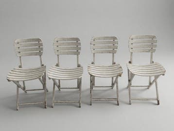 Stoel (4) - 4 Italiaanse witte houten inklapbare tuinstoelen