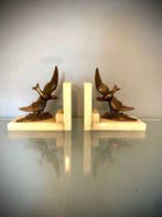 Max Le verrier - Boekensteunen (2) - Marmer, Verguld messing