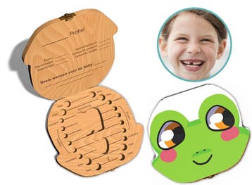 Tandendoosje met naam - Kikker - Hout, Verzenden, Nieuw