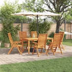 vidaXL Tuin eettafelset 7 pcs Bruin Massief Acaciahout, Tuin en Terras, Tuinsets en Loungesets, Verzenden, Nieuw, 7 zitplaatsen