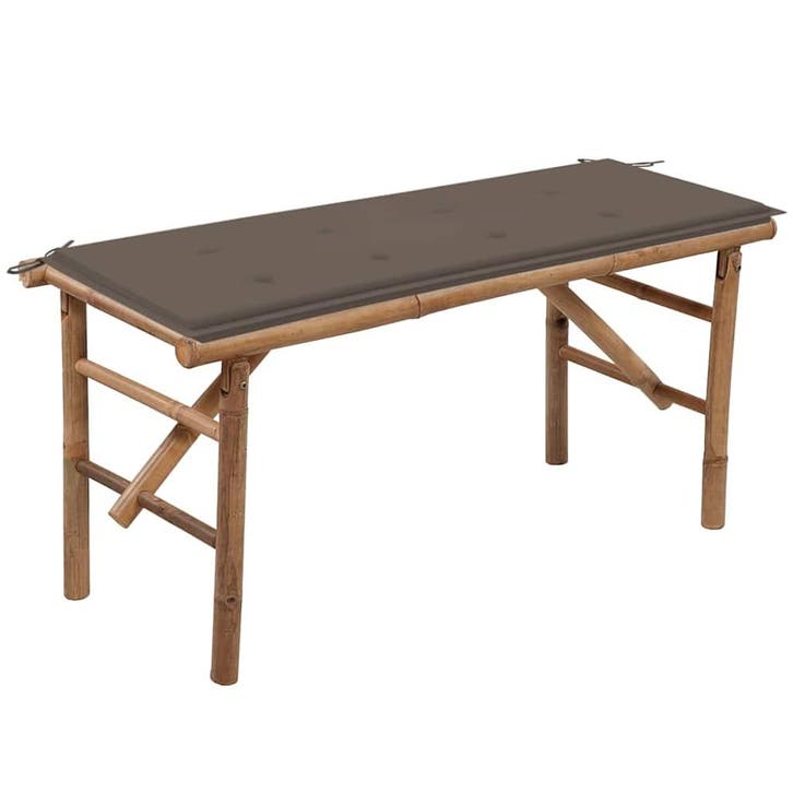 vidaXL Tuinbank inklapbaar met kussen 118 cm bamboe, Tuin en Terras, Tuinbanken, Nieuw, Hout, Verzenden