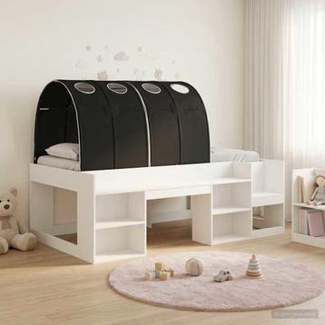 vidaXL Hoge Bedframe voor Kinderen met Opslag 3 st Wit en, Verzenden, Nieuw, Wit, Hout