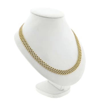 Gouden fantasieschakel collier; 14 karaat; 43,5 cm (Ketting), Ophalen of Verzenden, Gebruikt, Goud, Goud
