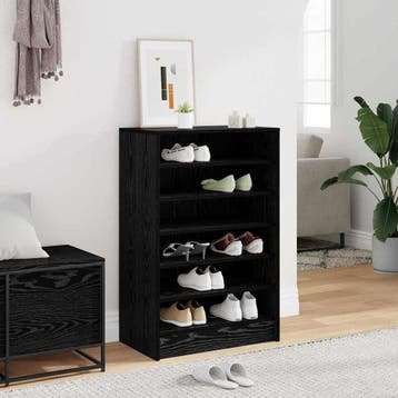 vidaXL Schoenenkast 60 x 35 x 92 cm Bewerkt hout Zwart eiken, Verzenden, Nieuw