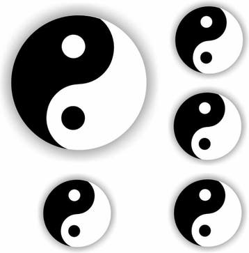 Yin-Yang sticker set 5 stuks (1300.66), Verzenden