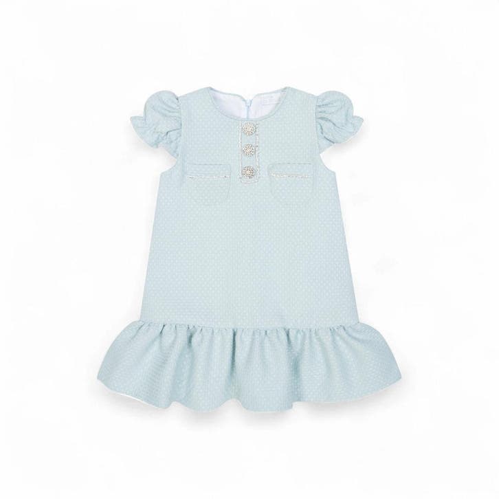 Deolinda baby en meisjes jurk licht blauw - 80 (9-12, Kinderen en Baby's, Babykleding | Overige, Ophalen of Verzenden