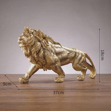 Gouden Leeuw Koning Resin Beeld - Luxe Dieren Decoratie voor