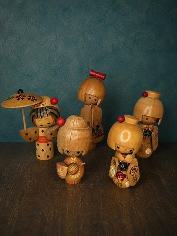 Creatieve Kokeshi-poppen (5) – waaronder werken van Tomio