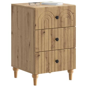 vidaXL Nachtkastje Artisanaal eiken 43x 41 x 66,5 cm Bewerkt, Minder dan 45 cm, Verzenden, Nieuw, 55 tot 70 cm
