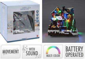 2dekans | Kerstdorp huis - met beweging, led verlichting en, Diversen, Kerst, Ophalen of Verzenden, Zo goed als nieuw