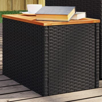 vidaXL Tuinbijzettafels 2 st 55x34x37 cm hout poly rattan, Tuin en Terras, Tuintafels, Verzenden, Nieuw