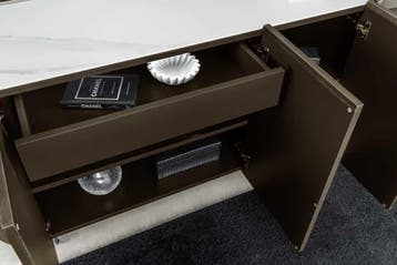 Design Dressoir REFLECTION 150cm wit keramiek marmer brons, Ophalen of Verzenden, Nieuw
