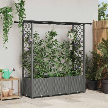 vidaXL Verhoogd Bed met Trellis en Dak Lichtgrijs 162,5 x 40, Verzenden, Nieuw, Minder dan 60 cm, 60 cm of meer