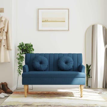 vidaXL Bankje met kussens 113x64,5x75,5 cm stof blauw, Verzenden, Nieuw, Stof