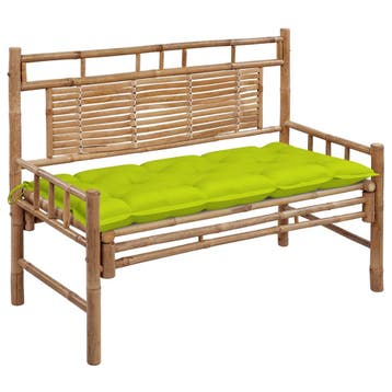 vidaXL Tuinbank met kussen 120 cm bamboe, Tuin en Terras, Tuinbanken, Verzenden, Nieuw, Hout