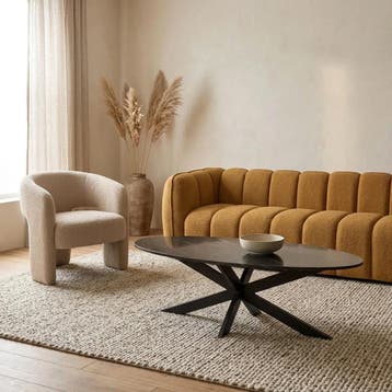 Salontafel Faye Black marble | 120 cm | Ovaal | Starfurn, Ophalen of Verzenden, Nieuw