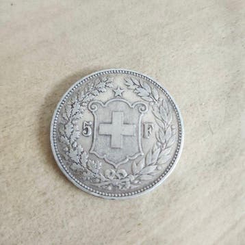 Zwitserland. 5 Francs 1890, Postzegels en Munten