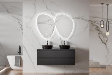 Het hangende wastafelmeubel 120cm mat zwart, Verzenden, Nieuw