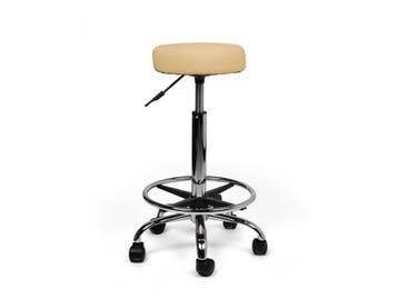 Tabouret Beige - Hoge uitvoering met Voetsteun, In hoogte verstelbaar, Nieuw, Kunststof