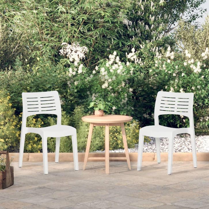vidaXL Tuinstoelen 2 st polypropeen wit, Tuin en Terras, Tuinstoelen, Nieuw, Kunststof, Verzenden