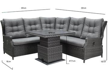 Ibiza premium dining loungeset 4 delig verstelbare tafel, Ophalen of Verzenden, Nieuw, Wicker