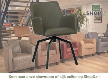Leren draaibare eetkamerstoel Jazz - Toledo Moss, Huis en Inrichting, Barkrukken, 60 tot 90 cm, Nieuw, Leer, Ophalen of Verzenden