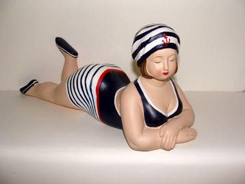 Beeld, Statue, Mollige Bade Dame Badenixe Statuette, eine