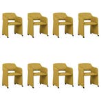 Set van 8 Leren eetkamerstoelen Icon - Toledo Giallo (geel), Huis en Inrichting, Stoelen, Ophalen of Verzenden, Nieuw, Leer