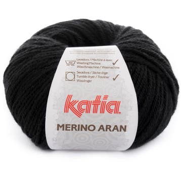 Katia Merino Aran - 02 zwart - Merinogaren, Ophalen of Verzenden, Nieuw