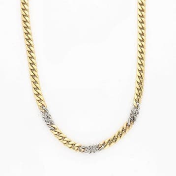 Halsketting - 8 karaat Geel goud, Witgoud Diamant, Nieuw