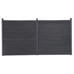 vidaXL Schuttingpaneelset 353x186 cm HKC grijs, Verzenden, Nieuw, Kunststof, 1 tot 2 meter