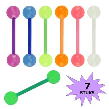 Fako Bijoux - Tongpiercing - Glow in the Dark - 7 Stuks, Verzenden, Nieuw