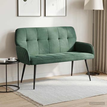 vidaXL 2-zitsbank met metalen poten 2-zits Zeegroen fluweel, Verzenden, Minder dan 150 cm, Stof, Nieuw