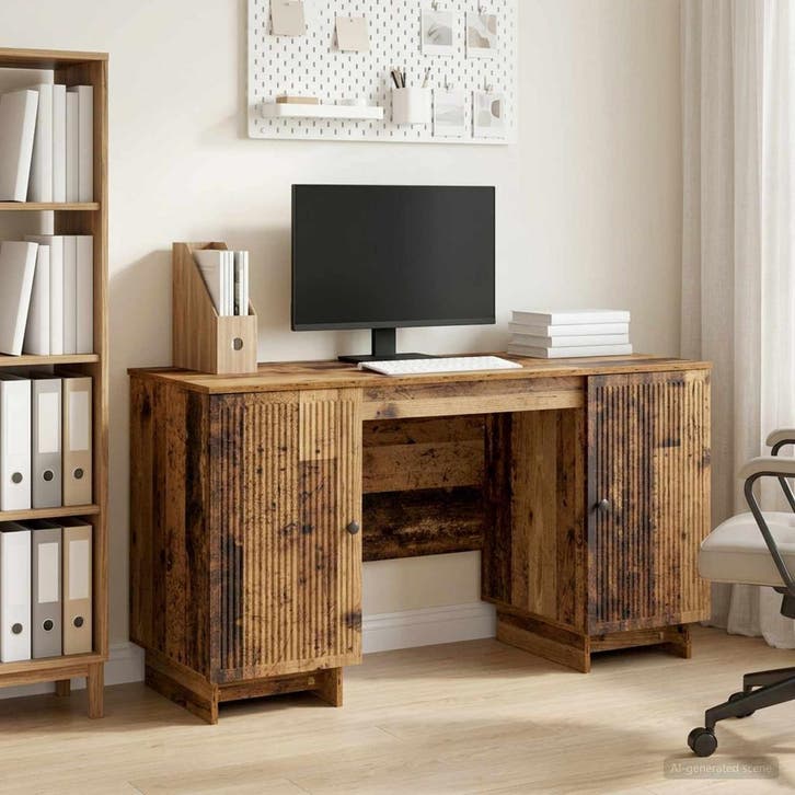 vidaXL Bureau Oud hout Bewerkt hout 142,5 x 50 x 75 cm, Huis en Inrichting, Bureaus, Nieuw, Verzenden