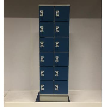 (MDK-106201) Oostwoud lockerkast blauw/grijs met pandsloten, Ophalen of Verzenden, Gebruikt