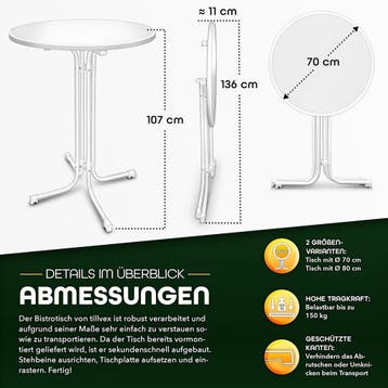 Statafel - Bartafel - Partytafel - 70 cm - Wit - Tillvex®, Verzenden, Zo goed als nieuw