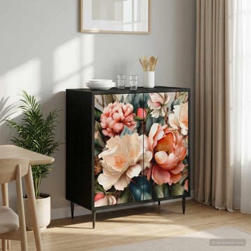 vidaXL Dressoir BORNE Zwart eiken 69 x 33 x 76 cm Bewerkt, Huis en Inrichting, Verzenden, Nieuw, Overige houtsoorten, Minder dan 50 cm