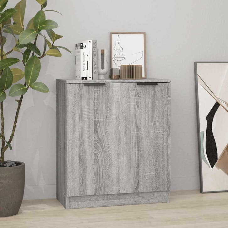 vidaXL Dressoir 60x30x70 cm bewerkt hout grijs sonoma eiken, Huis en Inrichting, Kasten | Dressoirs, 25 tot 50 cm, Nieuw, 50 tot 100 cm